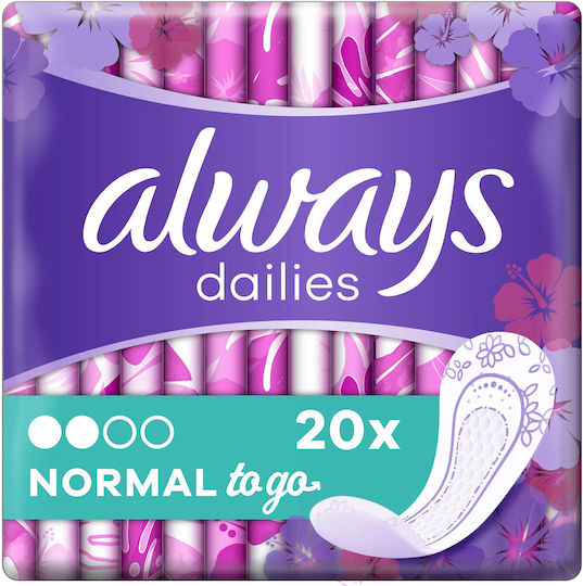 Always Dailies Normal To Go Σερβιέτες 2 Σταγόνες 20τμχ
