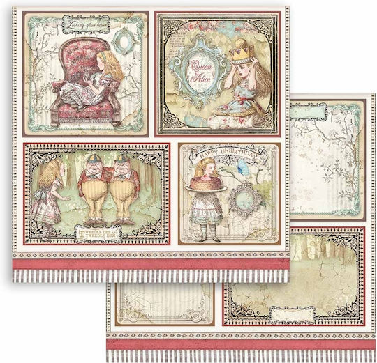 Stamperia Alice Cards Φύλλο Scrapbooking Διπλής Όψης Μονό 1τμχ 30.5x30.5cm