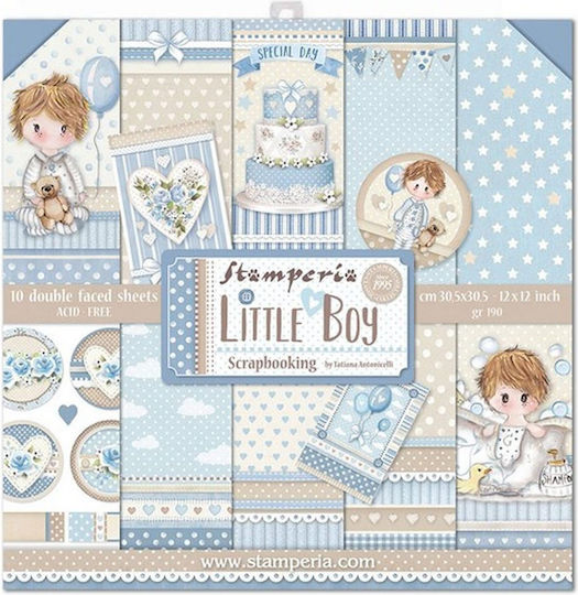 Stamperia Little Boy Scrapbooking Leaves Double Sided 190gr/m² 10 Sheets 10pcs 31x31cm