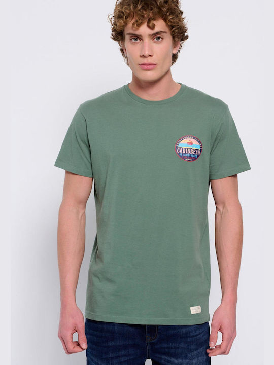 Funky Buddha Ανδρικό T-shirt Πράσινο με Στάμπα