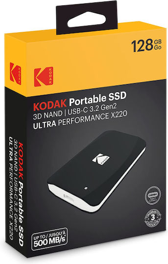 Kodak X220 USB-C Външен SSD 128GB 2.5" Черен