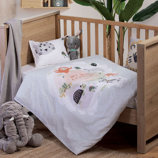 Nef-Nef Homeware Survivors Baby Sheets Set Crib Cotton Gray 120x170cm 3pcs