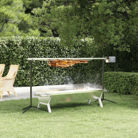 vidaXL Inox Barbecue Spit for Lamb with Motor 150cm