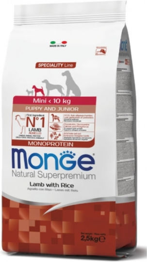 Monge Speciality Line Puppy Mini 2.5kg Ξηρά Τροφή για Κουτάβια Μικρόσωμων Φυλών με Αρνί και Ρύζι