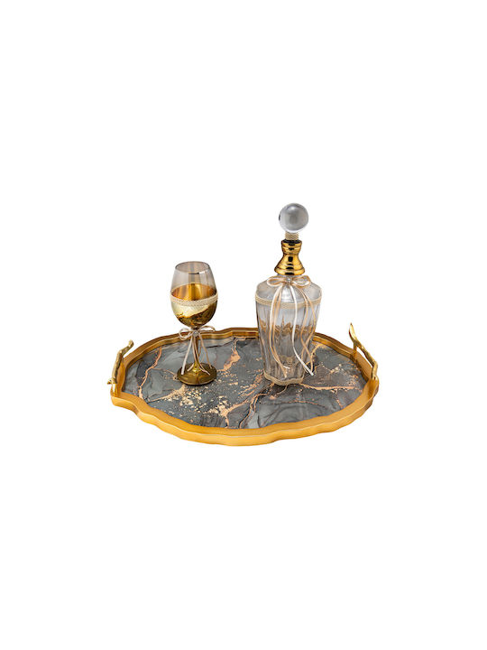 La Vista Vida Σετ Καράφα Γάμου με Ποτήρι Κρασιού από Γυαλί σε Χρυσό Χρώμα 2τμχ