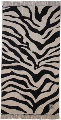 Greenwich Polo Club 3738 Beach Towel Cotton Black / Beige with Fringes 180x90cm. 267901803738