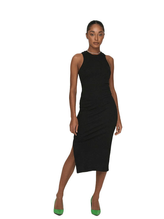 Only 15270619 Summer Midi Dress with Slit Black 15270619 | Skroutz.mt