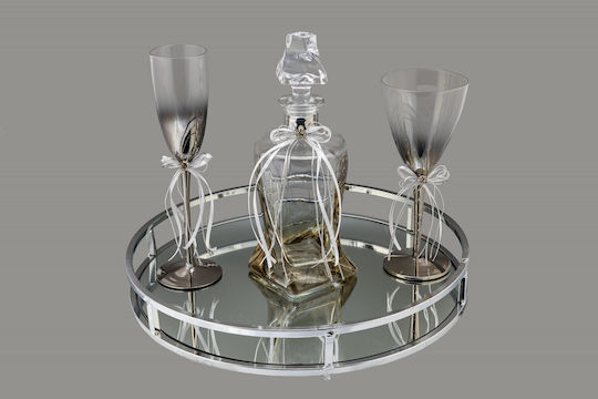 La Vista Wedding Decanter Set with Glass Wine Glass Glass Metallic Silver 2 Pieces