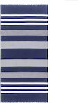 Tommy Hilfiger Breton Beach Towel with Fringes Blue 170x90cm