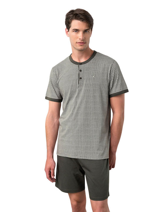 Vamp Men's Summer Cotton Pajamas Set Gray