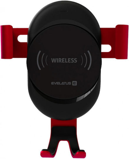 Evelatus WCH02 Car Mobile Mount with Adjustable Hooks and Wireless Charging Red
