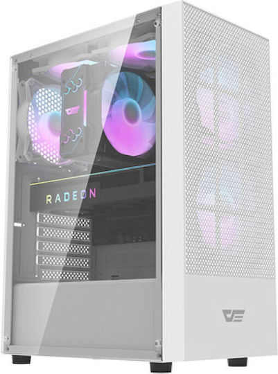 Darkflash A290 Геймърско бюро Midi Tower Компютърна кутия със страничен прозорец White