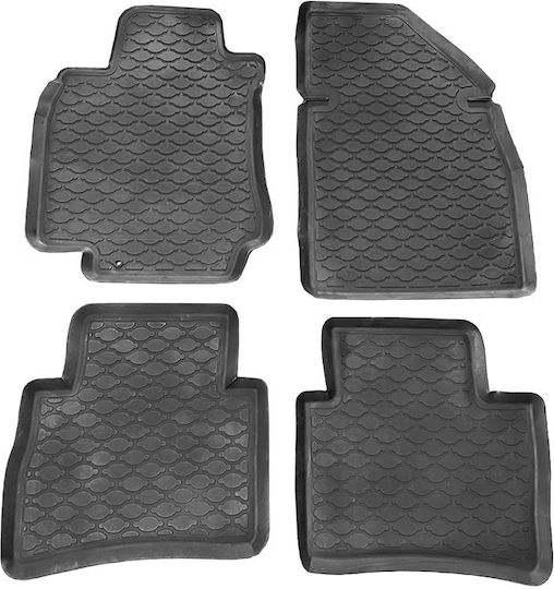 Set of Front and Rear Mats 4pcs Tray Type for Nissan Tiida 2006-2012 Black