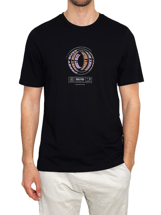 3Guys Wheel Ανδρικό T-shirt Μαύρο με Στάμπα