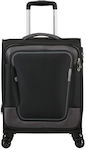 American Tourister Pulsonic Spinner Cabin Travel Suitcase Fabric Black with 4 Wheels Height 55cm.