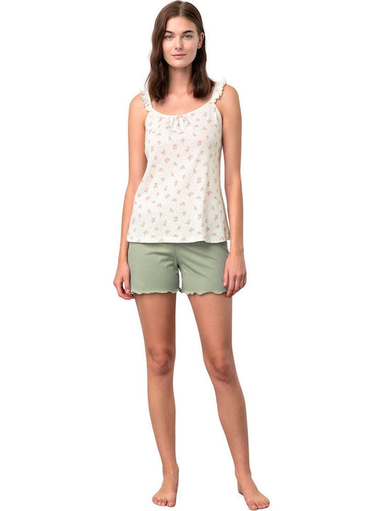 Vamp Sommer Damen Pyjama-Set Green Tea