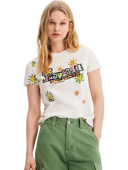 Margapepo Γυναικείο T-shirt Floral Λευκό