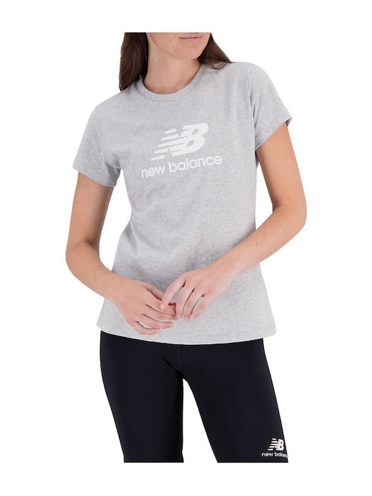 New Balance Γυναικείο T-shirt Γκρι με Στάμπα