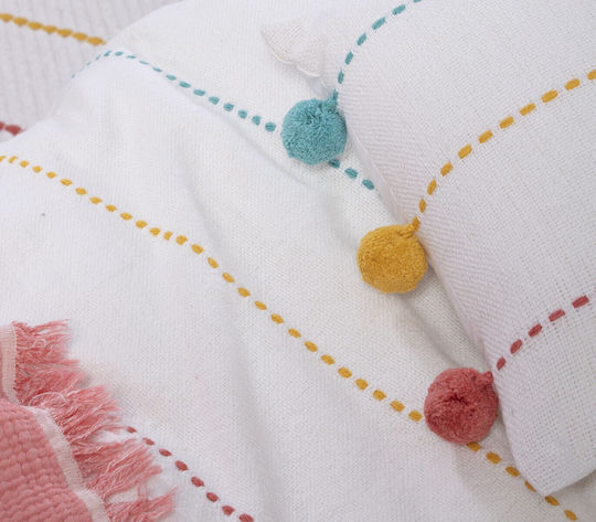 Nef-Nef Homeware Kids Decorative Pillow Life Line Coral and Yellow 35x35cm