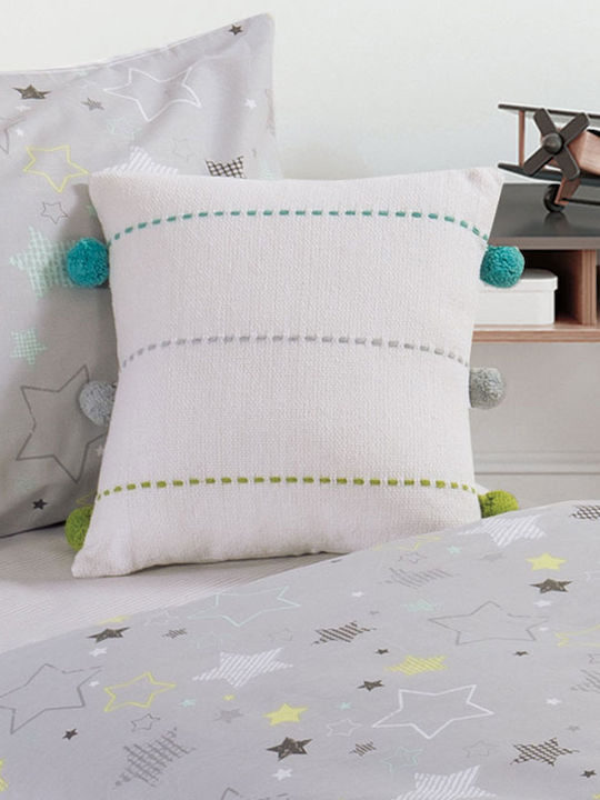 Nef-Nef Homeware Παιδικό Διακοσμητικό Μαξιλάρι Life Line Aqua/Lime 35x35εκ.