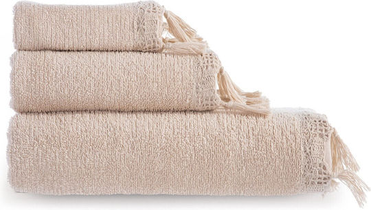 Nef-Nef Homeware Σετ Πετσέτες Μπάνιου 3τμχ Juniper Beige Βάρους 550gr/m²