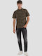 Tropical Short-sleeved Cotton Shirt Floral Khaki