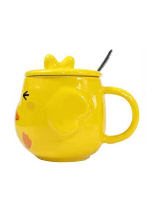 Mulex Porcelain Cup with Lid Yellow 350ml