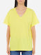 Liu Jo Γυναικείο T-shirt Κίτρινο με Λαιμόκοψη V