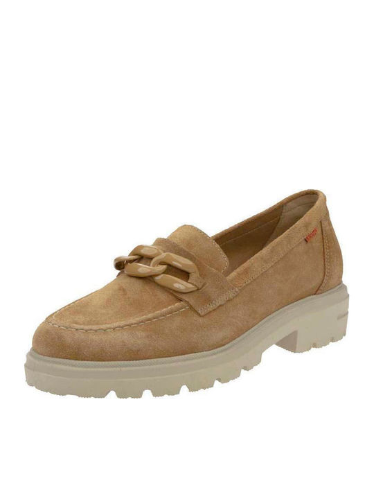 Leather Women's Moccasins in Tabac Brown Color