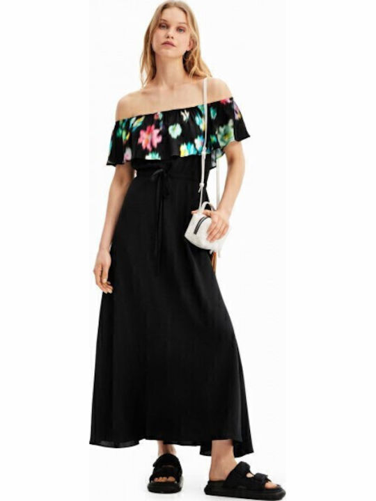 Susan Summer Maxi Dress with Ruffles Black