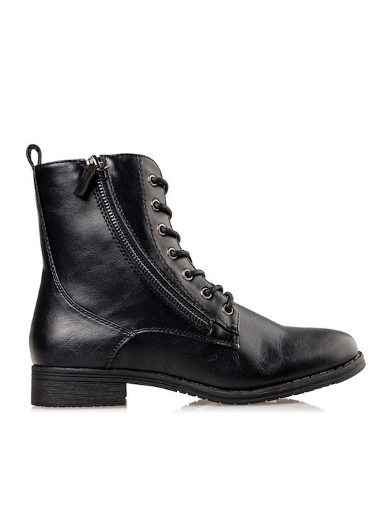 Envie Shoes Women's Leather Combat Boots Black