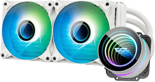 Darkflash DX-240 V2.6 v2 Υδρόψυξη AIO CPU με 2 Ανεμιστήρες 120mm και ARGB Φωτισμό Λευκή