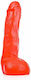 All Black All Red Glass Dildo with Scrotum Red 21cm