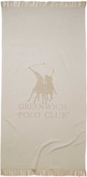 Greenwich Polo Club 3780 Πετσέτα Θαλάσσης με Κρόσσια Μπεζ 170x80εκ.