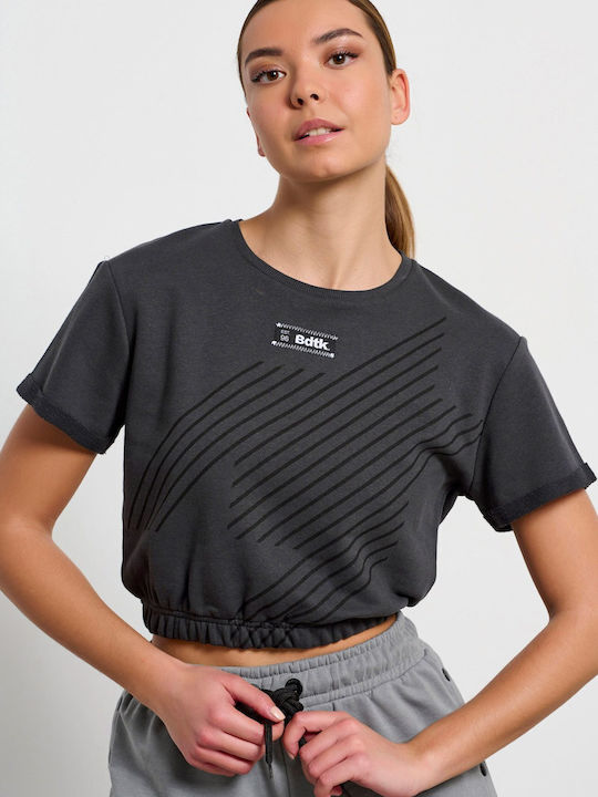 BodyTalk Damen Sportliches Crop Top Kurzarm Gray