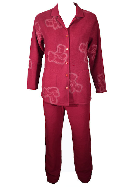 Triumph Winter Damen Pyjama-Set Baumwolle Burgundisch