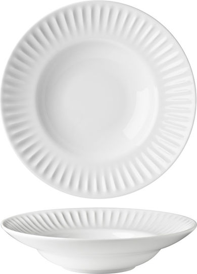 G.Benedikt Ribby Teller Suppe aus Porzellan Weiß mit Durchmesser 26cm 6Stück
