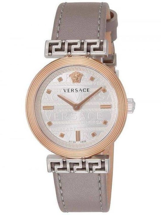 Versace Мъжки часовник с на батерия и кожена каишка