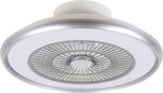 Inlight Ventilator de Tavan 55cm cu Lumină și Telecomandă Argint
