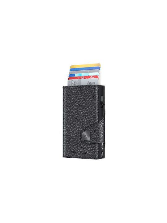 Tru Virtu Click & Slide Men's Leather Card Wallet with RFID και Slide Mechanism Black