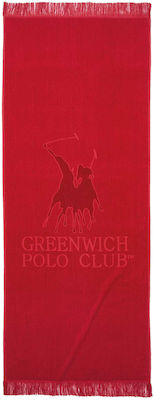 Greenwich Polo Club 3657 Strandtuch Baumwolle Rot mit Fransen 190x90cm.