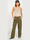 Thisthatthem Women's Fabric Trousers Khaki