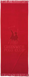 Greenwich Polo Club 3657 Prosop de Plajă Bumbac Roșie cu franjuri 170x70cm.