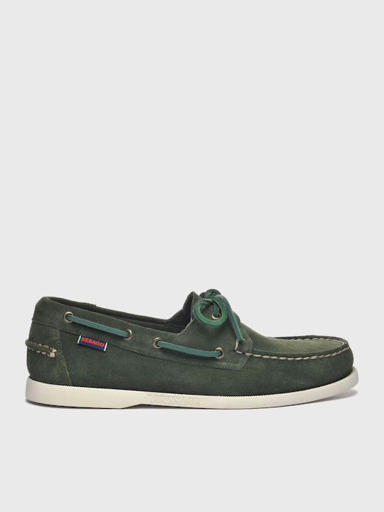 Sebago Suede Ανδρικά Boat Shoes σε Πράσινο Χρώμα
