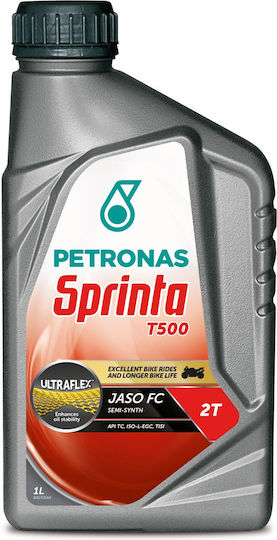 Petronas T500 Ημισυνθετικό Λάδι Μοτοσυκλέτας για Δίχρονους Κινητήρες 1lt