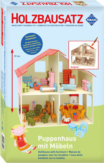 Pebaro Παιχνίδι Κατασκευών Ξύλινo Dollhouse with Furniture για Παιδιά 6+ Ετών