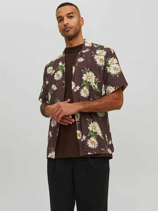 Jack & Jones Short-sleeved Shirt Floral Brown