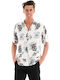 Short-sleeved Shirt in Wide Line Floral Cloud Dancer