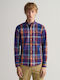 Gant Men's Shirt Long Sleeve Checked Purple