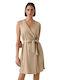 Mymilo Summer Mini Shirt Dress Wrap Irish Cream